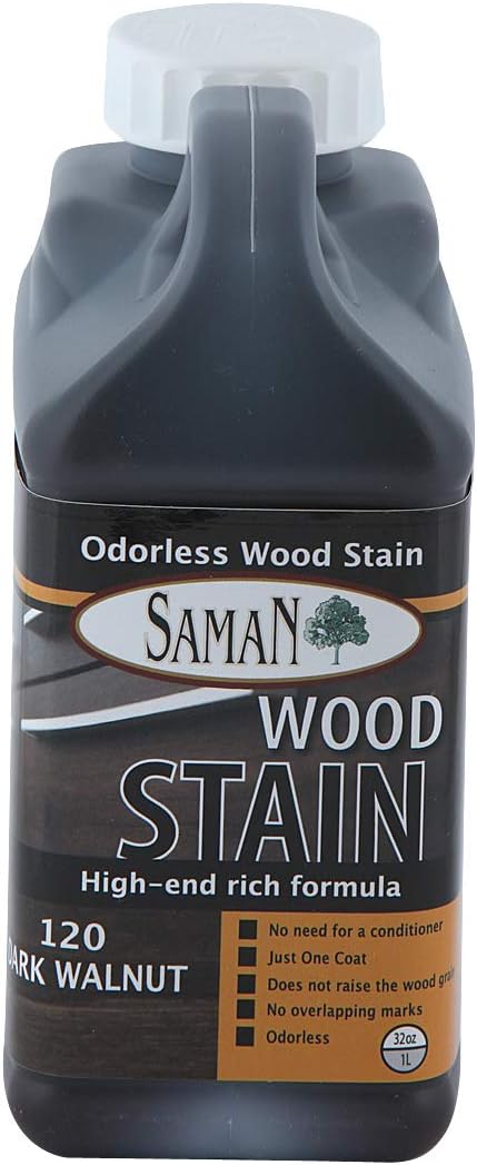 SamaN Interior Water Based Wood Stain - Natural Stain for Furniture, Moldings, Wood Paneling, Cabinets (Antique Walnut TEW-212-12, 12 oz)