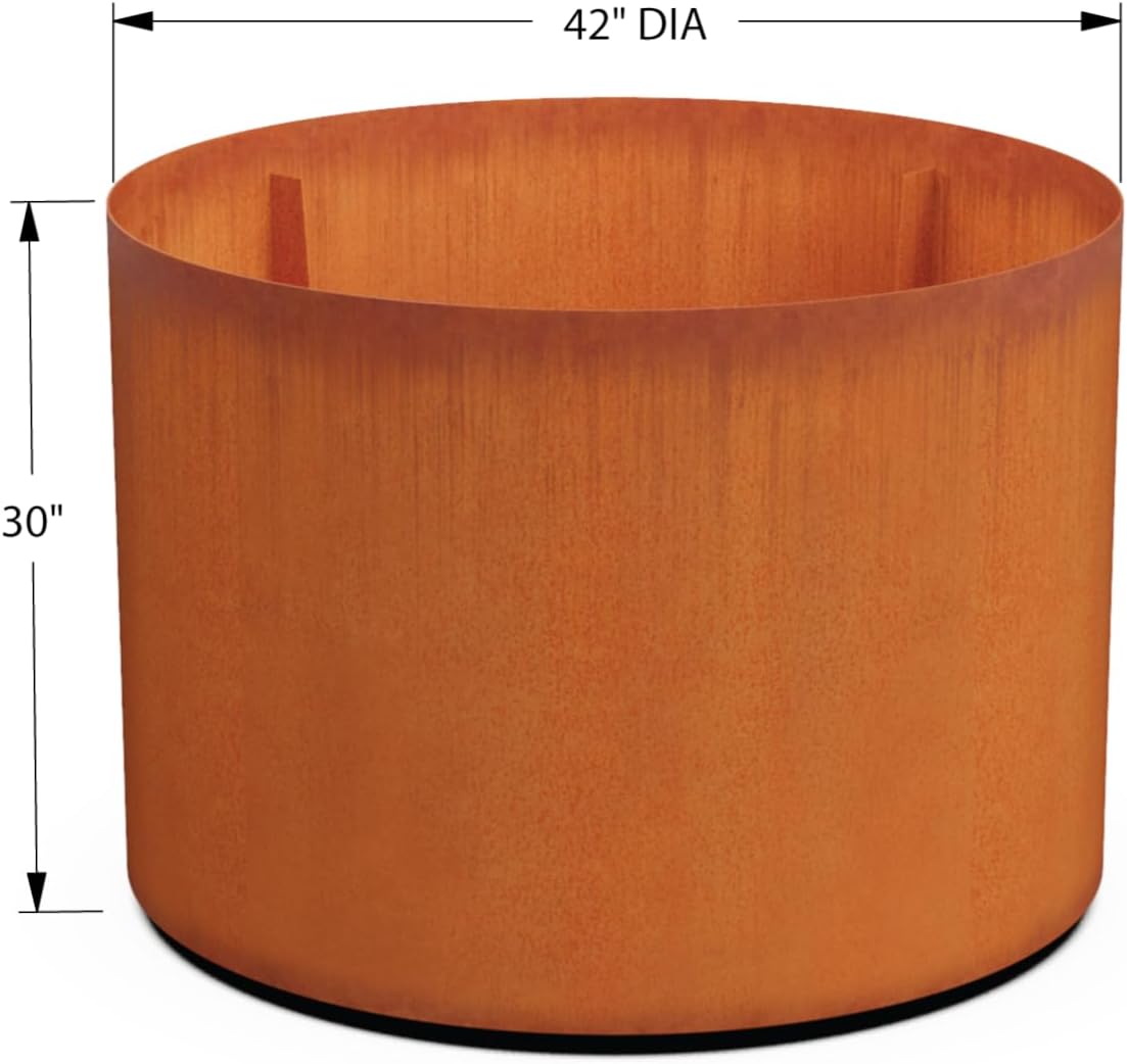 Plantercraft Large Round Planters for Outdoor Plants - 24 Inch Corten Steel Planter for Patio