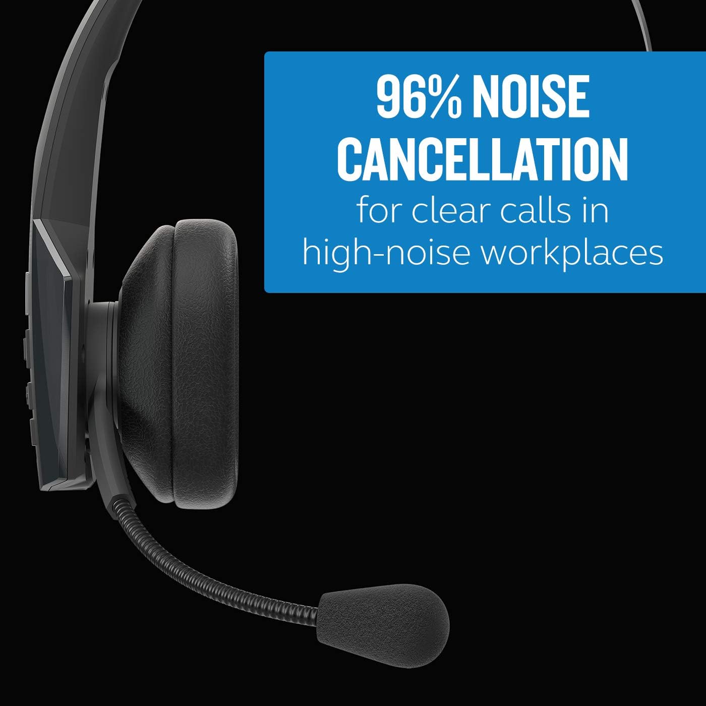 BlueParrott B550-XT Bluetooth Headset | 96% noise canceling headset for truck drivers; voice control, IP54-rated, 24 hr talk time