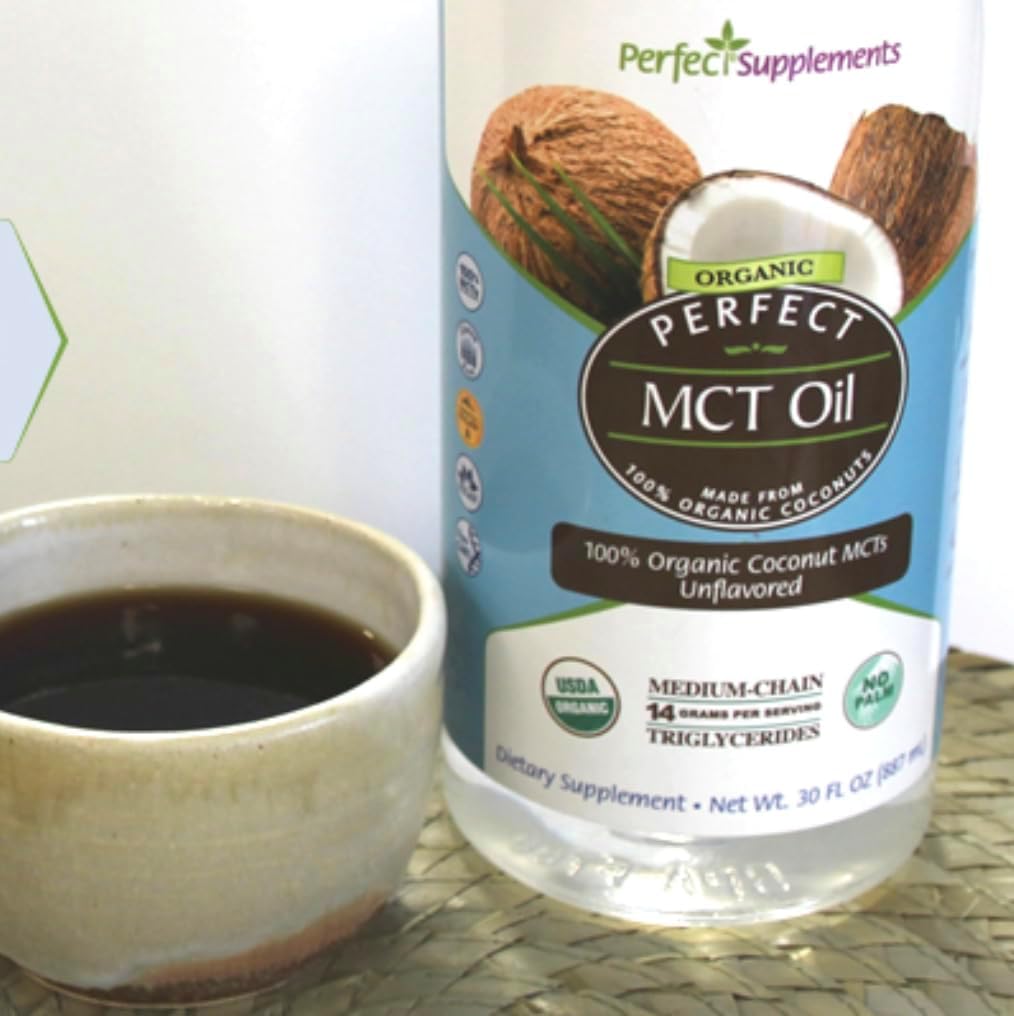 Perfect Supplements – Perfect MCT Oil – 30oz – Organic Coconut MCTs Unflavored Oil – Boosts Sustainable Energy for Body & Brain