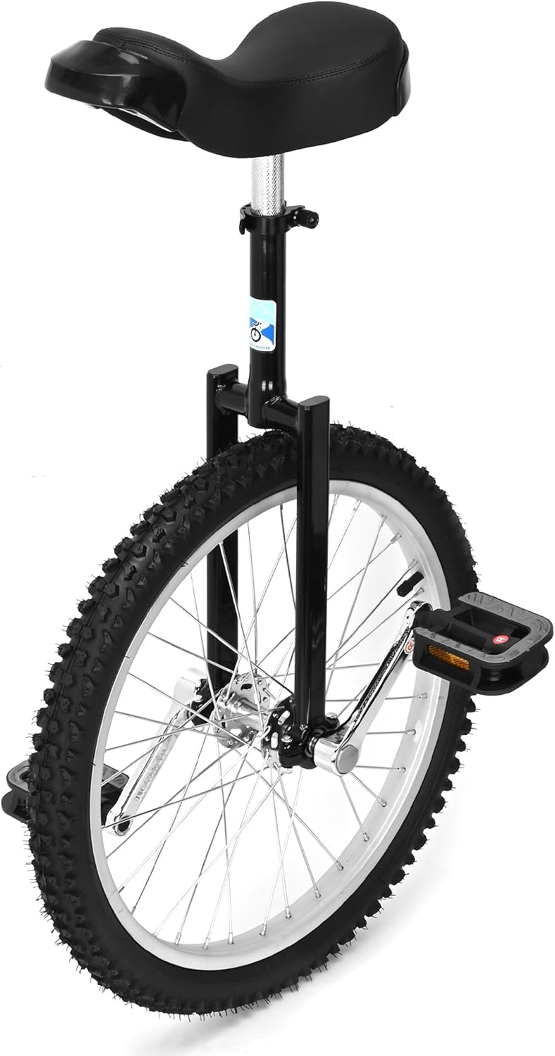 Nisorpa 20" Inch Unicycle Classic Black One Wheel Bike for Kids Adults