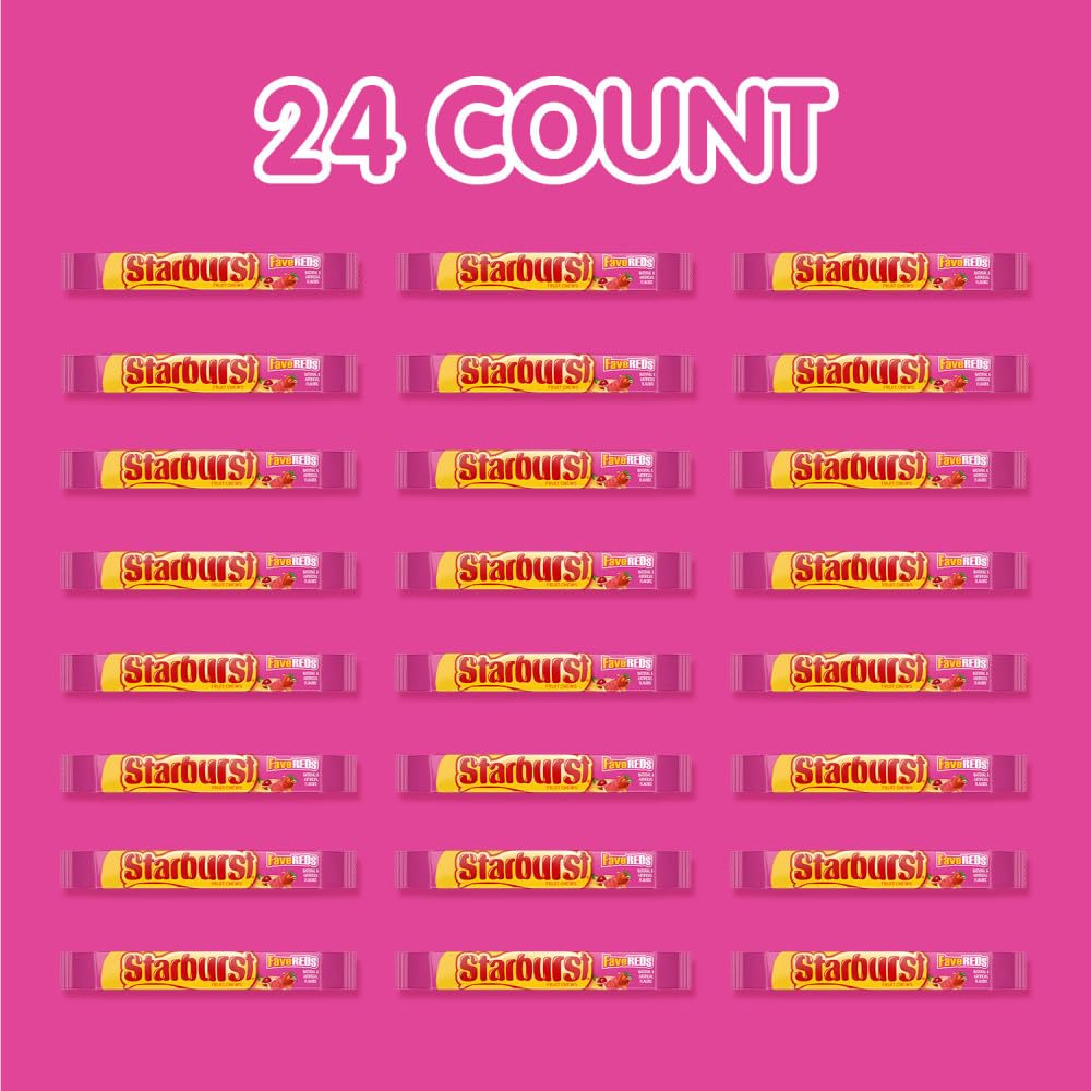 STARBURST FaveREDS Chewy Candy, Bulk Pack, Full Size, 24 Packs