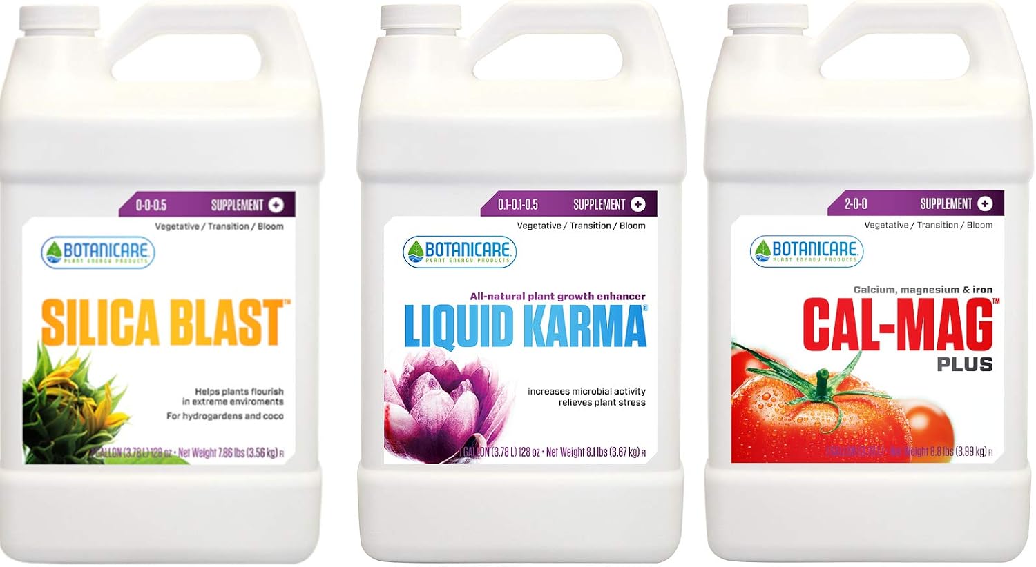 Botanicare Cal-Mag Plus, Silica Blast, & Liquid Karma Gallon Combo