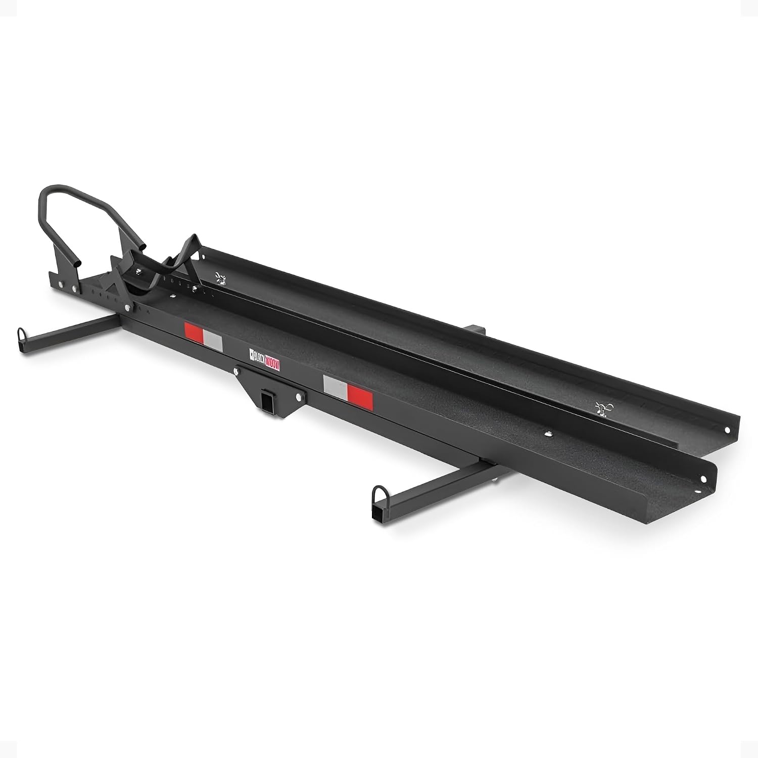 Black Widow Steel Motorcycle Carrier with Ramp for 2-Inch Receiver, 500 lb Capacity - Hitch-Mounted Dirt Bike and Scooter Hauler with Grit-Coated Track and Anti-Rattle Device for SUVs and Trucks