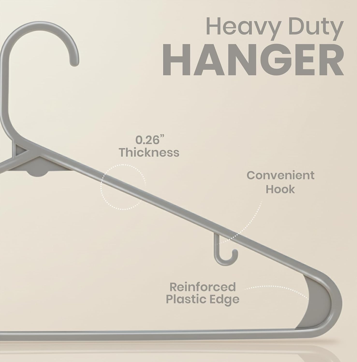 Utopia Home Plastic Hangers 50 Pack – Built-in Strap Hooks Black