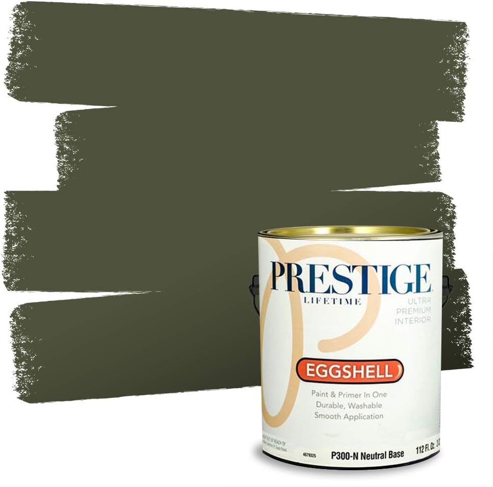 PRESTIGE Paints Exterior Paint and Primer In One, 1-Gallon, Flat, Comparable Match of Sherwin Williams* Coastal Plain*