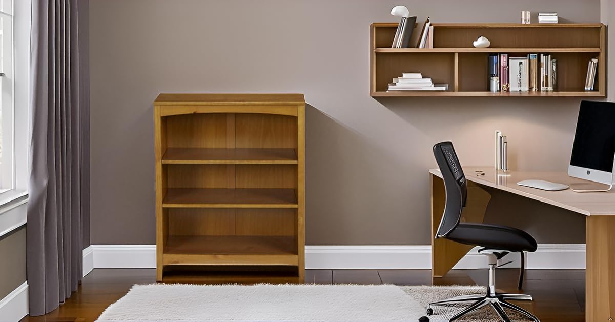 Shaker Style 3 Shelf Bookcase / Solid Wood / 36" High / Adjustable Shelving / Closed Back / Display Bookshelf for Living Room, Bedroom, Home and Office, White