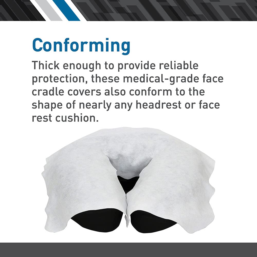 BodyMed Disposable Face Cradle Covers - 1 Pack of 100 Sheets - Medical-Grade, Ultra Soft, Luxurious, Non-Sticking Massage Face Covers/Headrest Covers for Massage Tables & Massage Chairs