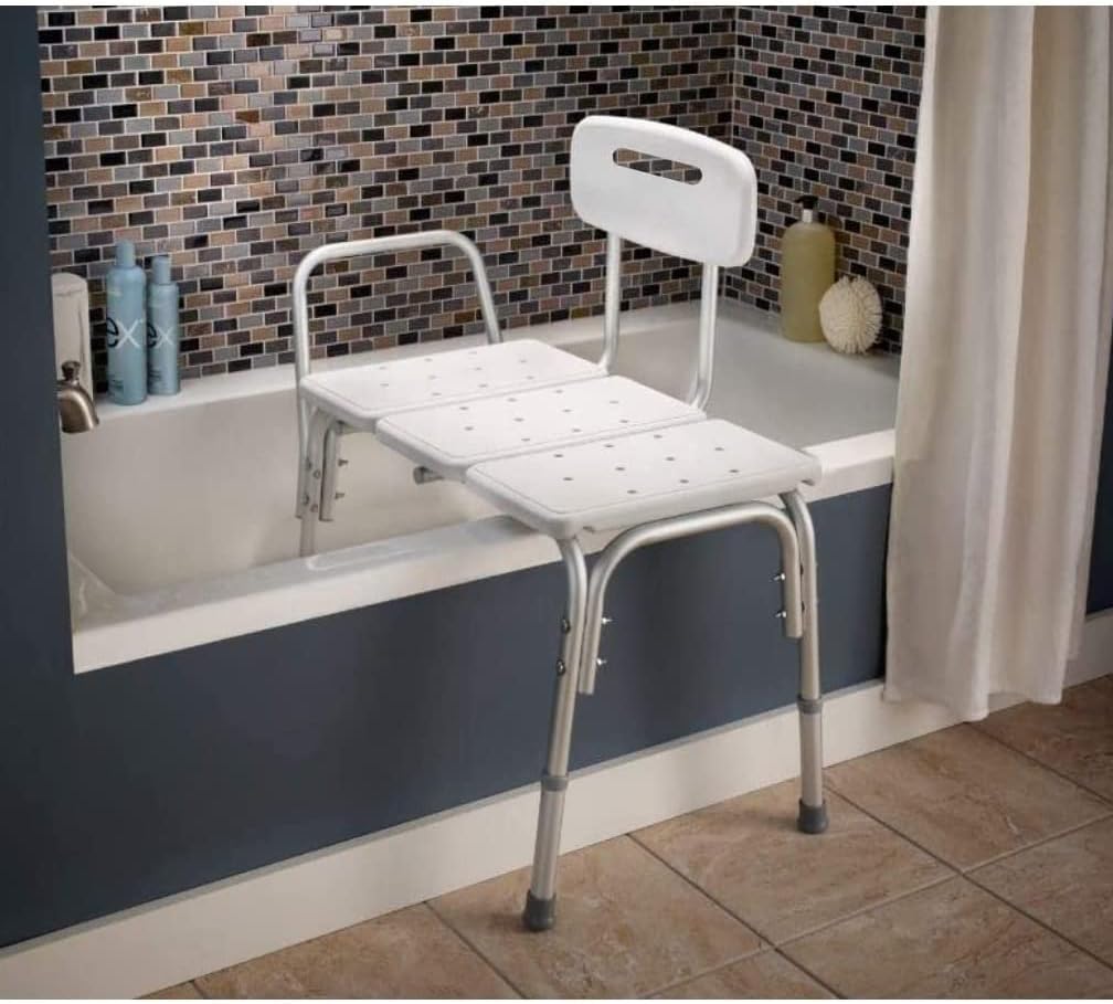 Carex Shower Bench and Shower Chair For Elderly and Disabled with Height Adjustable Legs, Tub Bench Converts to Right or Left Hand Entry