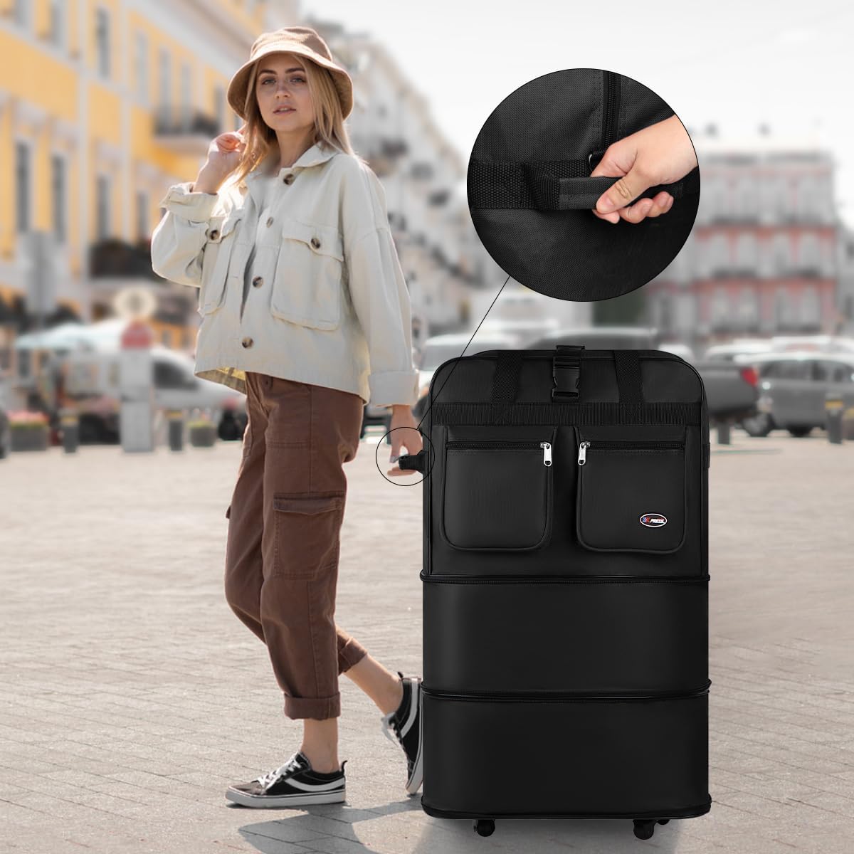 40'' Expandable Rolling Duffel Bag Suitcases w/Wheels,Foldable Luggage Bag