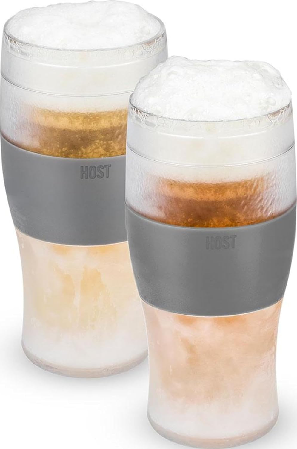 Host FREEZE Beer Glasses, Frozen Beer Mugs, Freezable Pint Glass Set, Insulated Pint Glass to Keep Your Drinks Cold, Double Walled Insulated Glasses