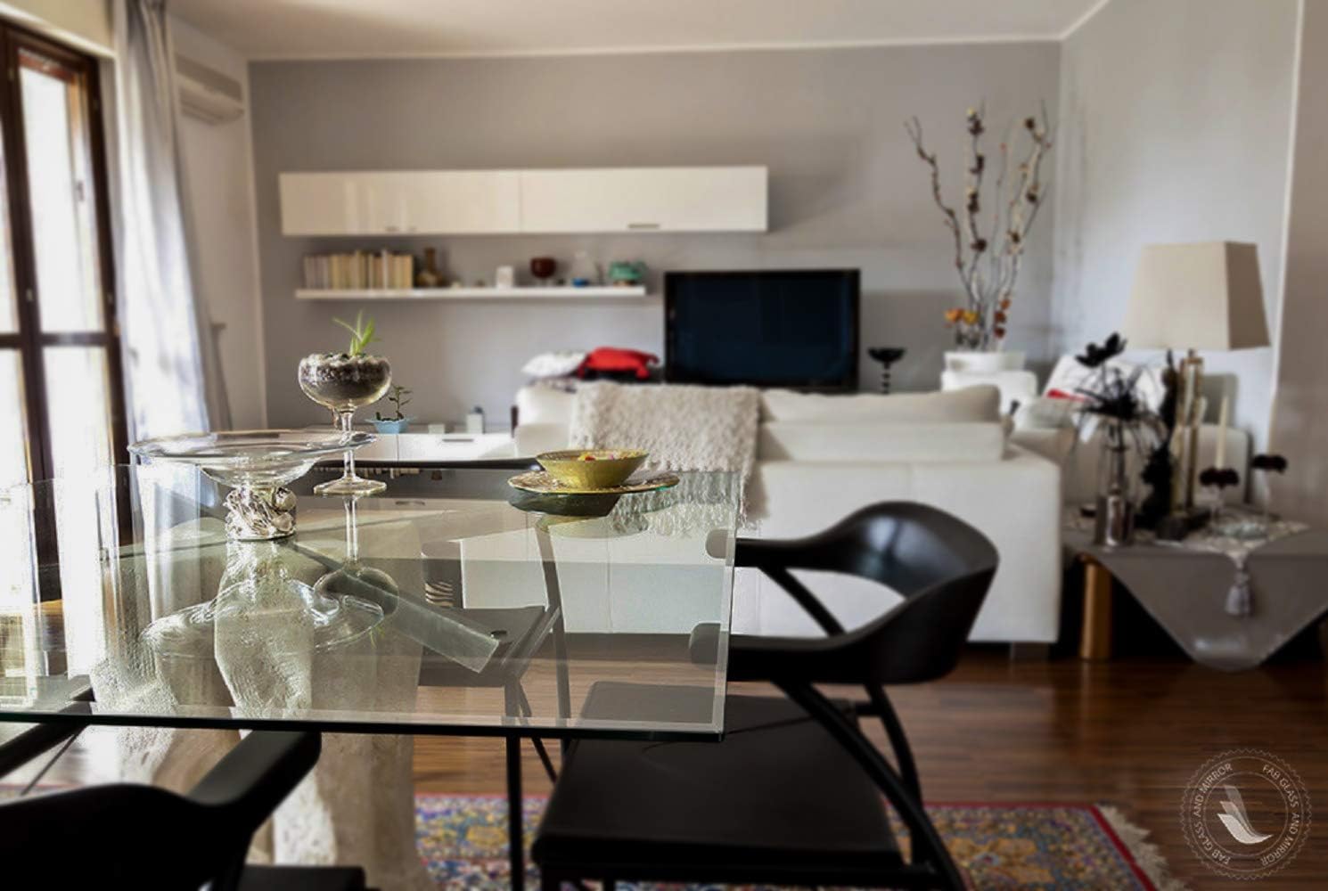Clear Tempered Glass Table Top 22 Inch Square Flat Polished Edge with 1/4 Inch Thickness for Dining, Coffee or Side Tables by Fab Glass and Mirror