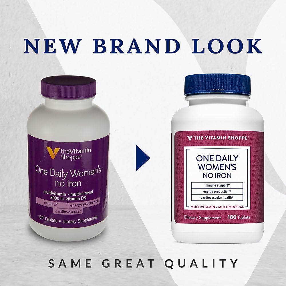 The Vitamin Shoppe Once Daily Women's Multivitamin with No Iron | 2, 000IU Vitamin D3, Multi-Mineral Supplement | Supports Energy Production