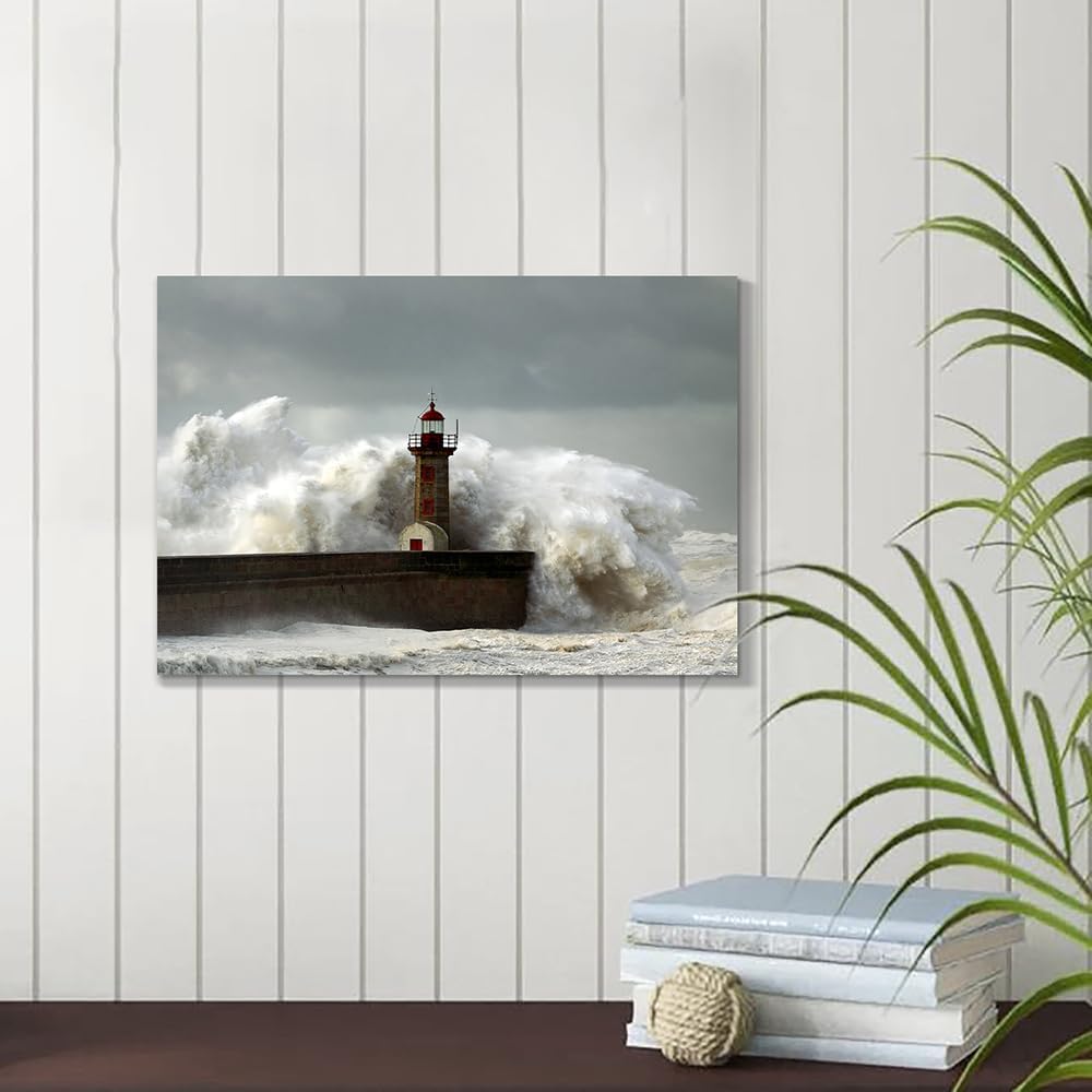 Hardy Gallery Ocean Wave Canvas Wall Art Coastal Decor 16x11 Inch