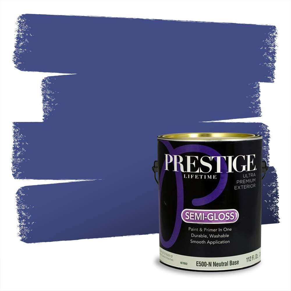 PRESTIGE Paints Exterior Paint and Primer In One, 1-Gallon, Semi-Gloss, Comparable Match of Behr* Intercoastal Gray*