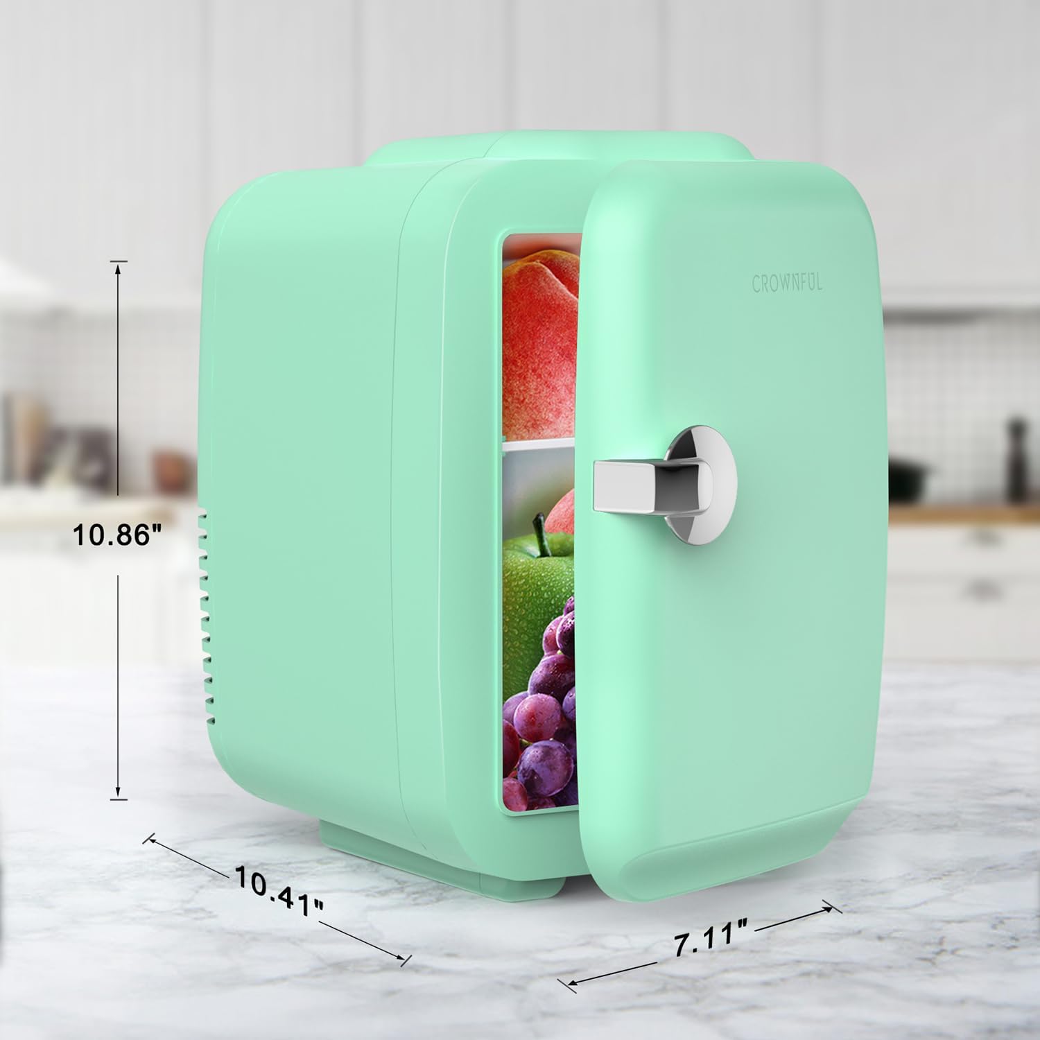 CROWNFUL Mini Fridge, 4 Liter/6 Can Portable Cooler and Warmer Personal Refrigerator for Skin Care, Cosmetics, Beverage, Food, Great for Bedroom