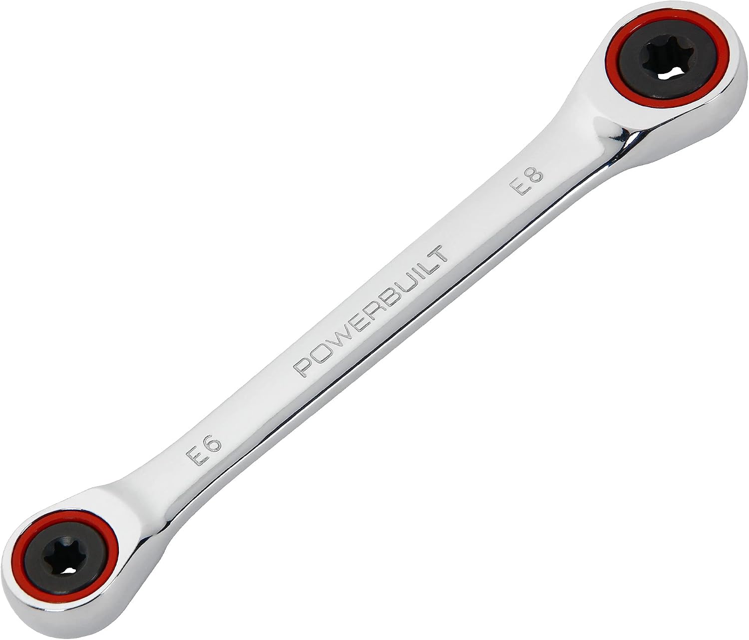 Powerbuilt E10/E12 Ratcheting Double Box-End E-Torx E-Star Wrench, 72-Tooth Ratcheting Wrench with 5-Degree Swing for Tight Spaces - 641760