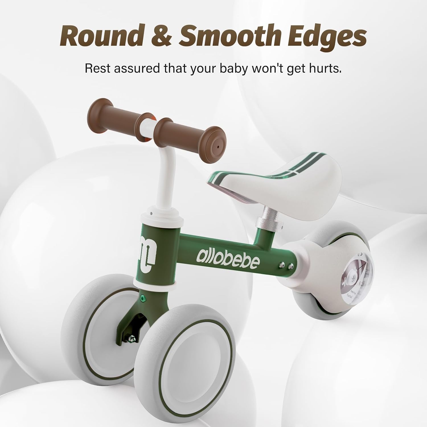 Baby Balance Bike, Cute Toddler Bikes 12-36 Months Gifts for 1 Year Old Girl Bike to Train Baby from Standing to Running with Adjustable Seat Silent & Soft 3 Wheels