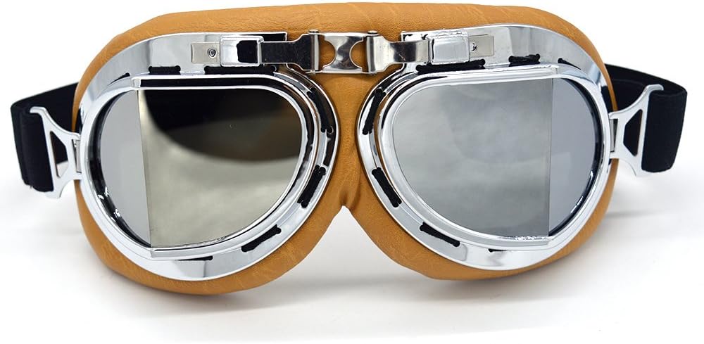 Motorcycle Goggles Anti Fog&Wind&Dust&Sand Aviator Pilot Motocross | Dirt Bike Atv Riding Goggles with Yellow Lens,Fit Over Glasses or Helmet