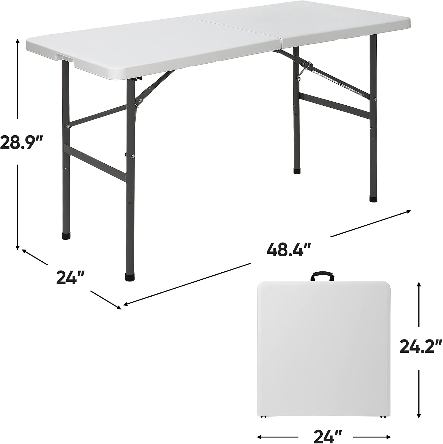 SUPER DEAL 6FT Folding Table for Indoor Outdoor, Portable Heavy Duty Fold-in-Half Plastic Dining Picnic Party Camping Table with Carrying Handle