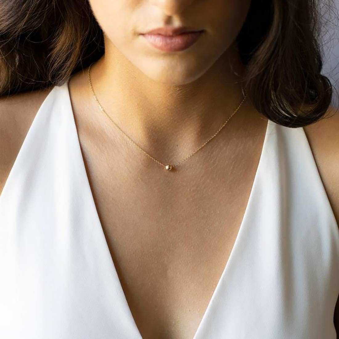 itianxi Dainty Cross Charm Pendant Necklaces,14K Gold Tiny Three Ball Necklace,Simple Fashion Jewelry for Women