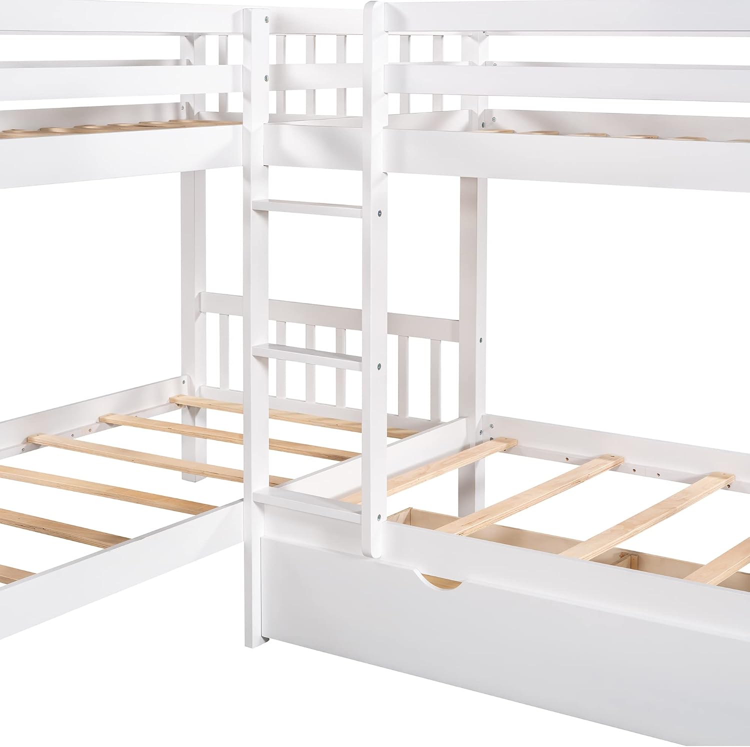 Harper & Bright Designs Twin L-Shaped Bunk Bed with Trundle, Can be Divided into Two L-Shaped Beds, No Spring Box Needed (Grey)