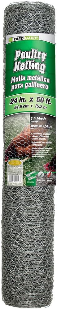 YARDGARD 1 Inch Poultry Netting, Chicken Wire Fence, 20 Gauge Galvanized Steel, Rabbit Fencing, Bird Enclosures, Garden Protection and Plant Support, 24 Inches x 150 Feet