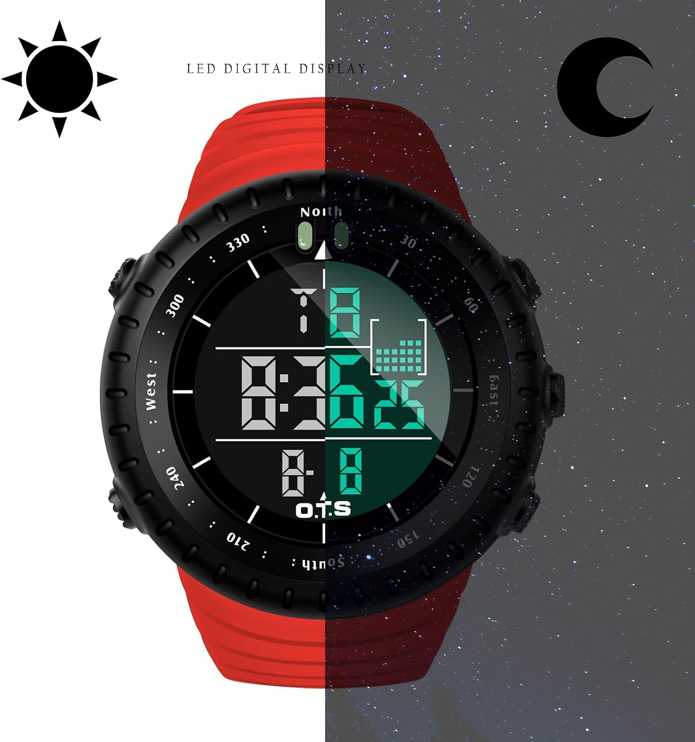 PALADA Men's Digital Sports Watch Waterproof Tactical Watch with LED Backlight Watches for Men