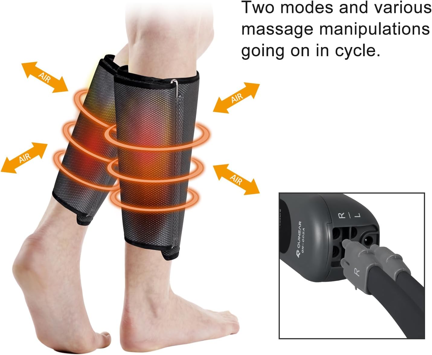 QUINEAR Air Compression Leg Massager for Circulation & Pain Relief, Calf Massagers with 2 Modes & 3 Intensities