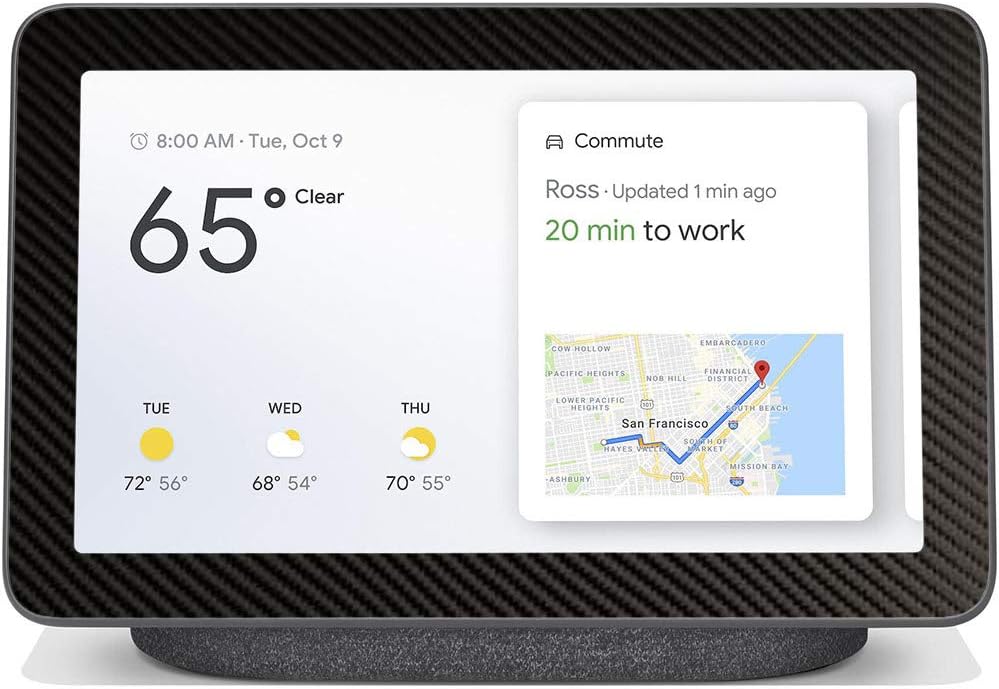 Skin for Google Nest Hub Max 10" | Protective, Durable, and Unique Vinyl Decal Wrap Cover | Made in The USA (Black Carbon Fiber)