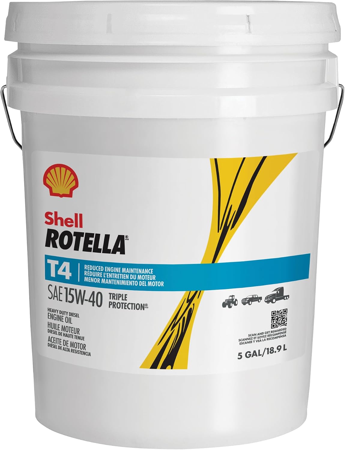 Shell Rotella T4 Triple Protection 15W-40 Diesel Engine Oil, 1 Gallon (3 Pack)