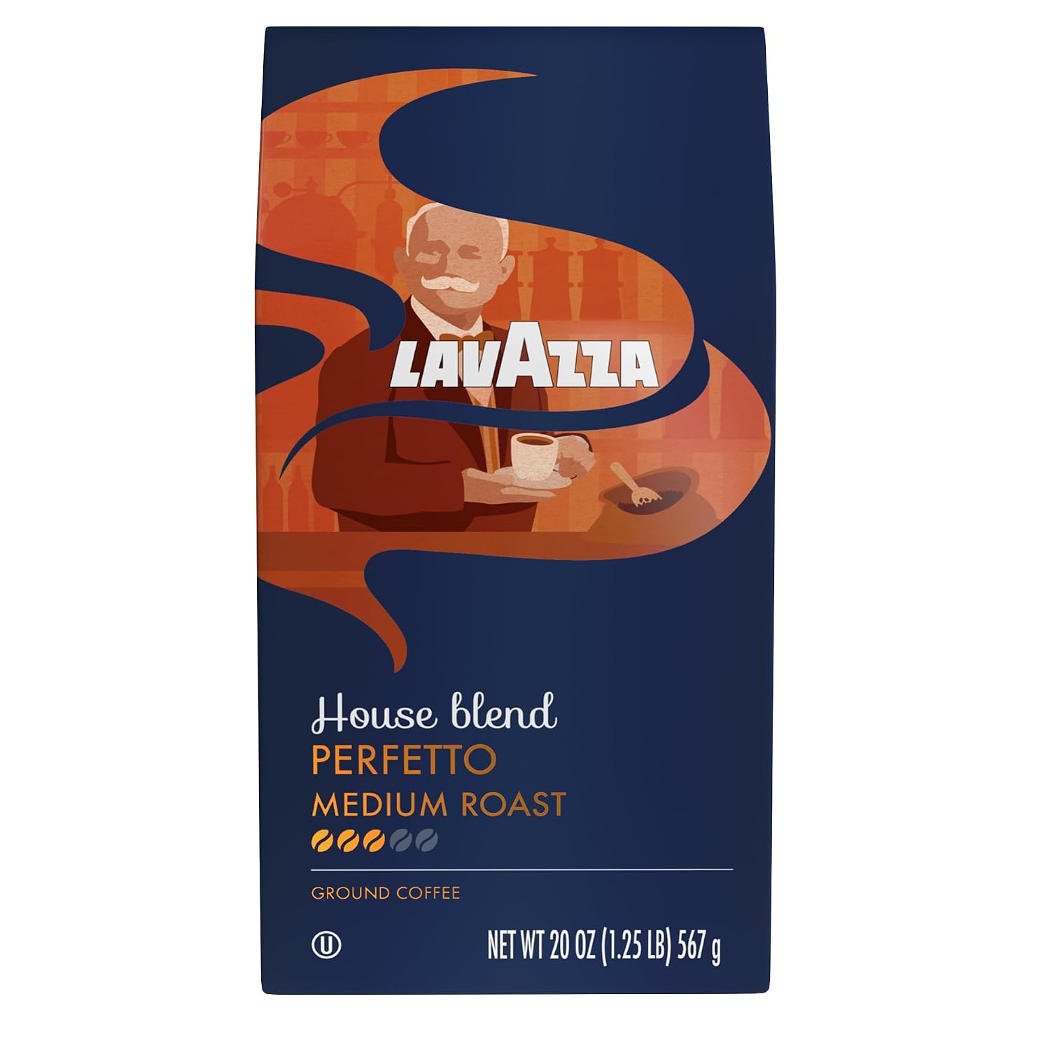 Lavazza Opera Intenso Ground Coffee 12oz Bag, Dark Roast, Bold and Balanced Taste, Intensity 4/5, Arabica and Robusta, Ideal for Drip Brewers, (Pack of 1) - Package May Vary