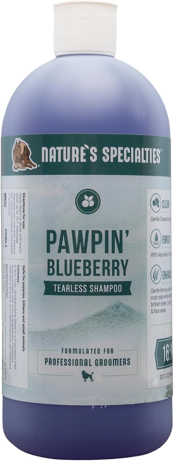 Nature's Specialties Pawpin' Blueberry Ultra Concentrated Dog Face and Body Wash for Pets, Makes up to 4 Gallons