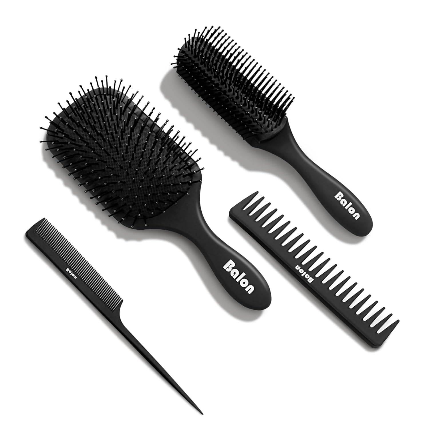 Hair Brush for Men and Women, 4Pcs Brush and Comb Set Detangling All Hair