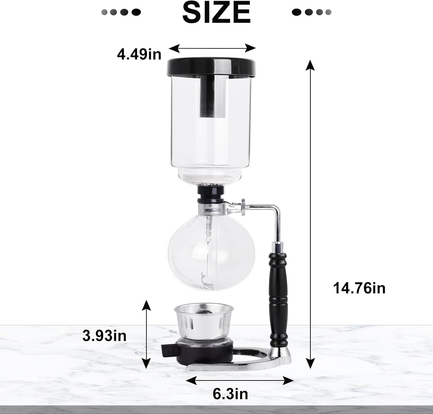YUCHENGTECH Syphon Coffee Maker Tabletop Glass Siphon Pot Glass Technica Siphon Vacuum Coffee Maker(3 Cups(360ml))