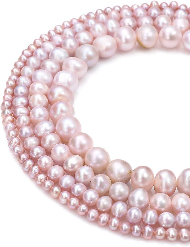 BEADIA Natural Pearl Beads Side Hole 7-8mm Purple Freshwater Cultured Loose Gemstone Beads for DIY Jewelry Making 13.8''/Strand