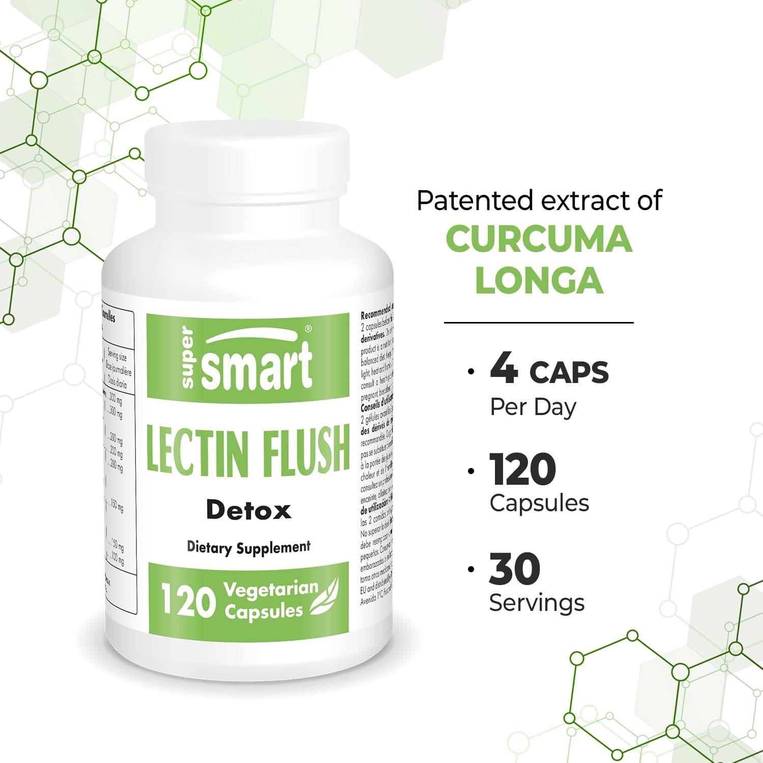 Supersmart - Lectin Flush - Lectin Blocker Shield Supplement - Digestive Support & Detox - Intolerances & Food Allergies - Intestinal Health
