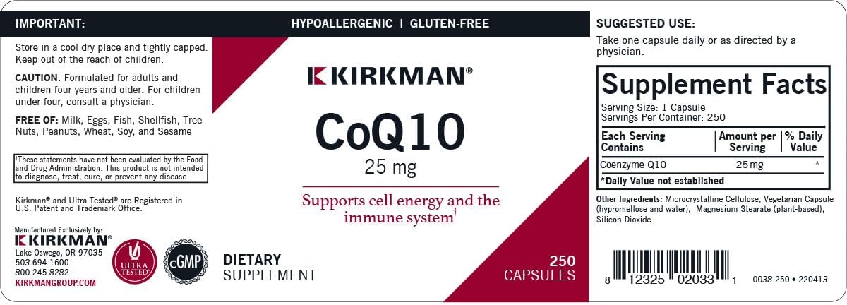 Kirkman Coenzyme Q10-25 mg - 250 Capsules