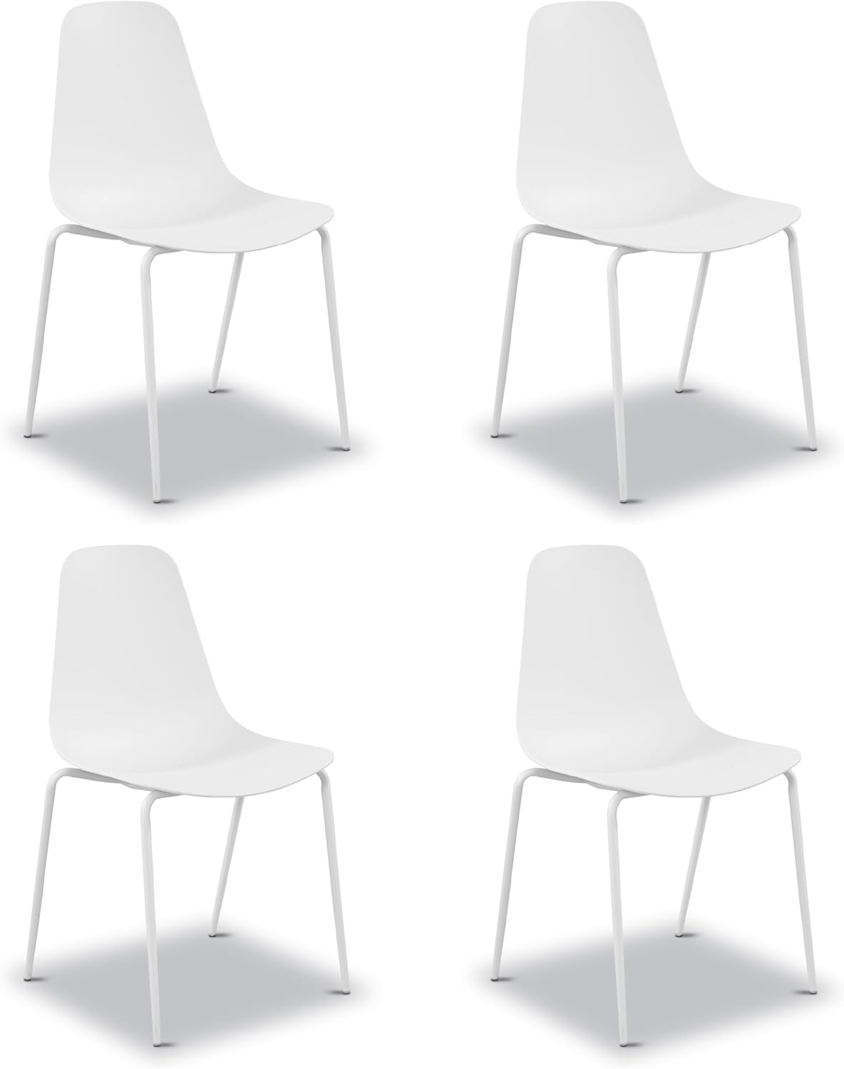 Poly & BARK Isla Modern Kitchen Chairs Set of 4 - Plastic Dining Chair with Metal Legs - Quick Assembly Simple Cafe Chairs Plastic for Indoor or