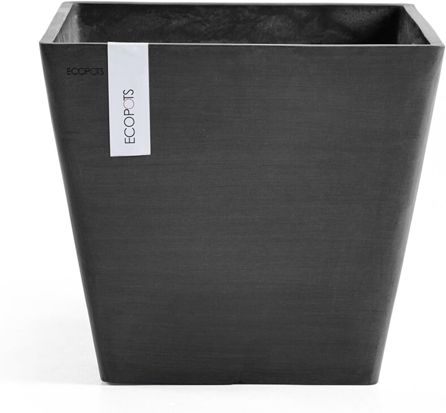 Ecopots Rotterdam Square Flower Planter, White Grey, 8" | Modern Style, Durable Recycled-Based Composite Construction, Weather and UV-Resistant, for Indoor/Outdoor Use