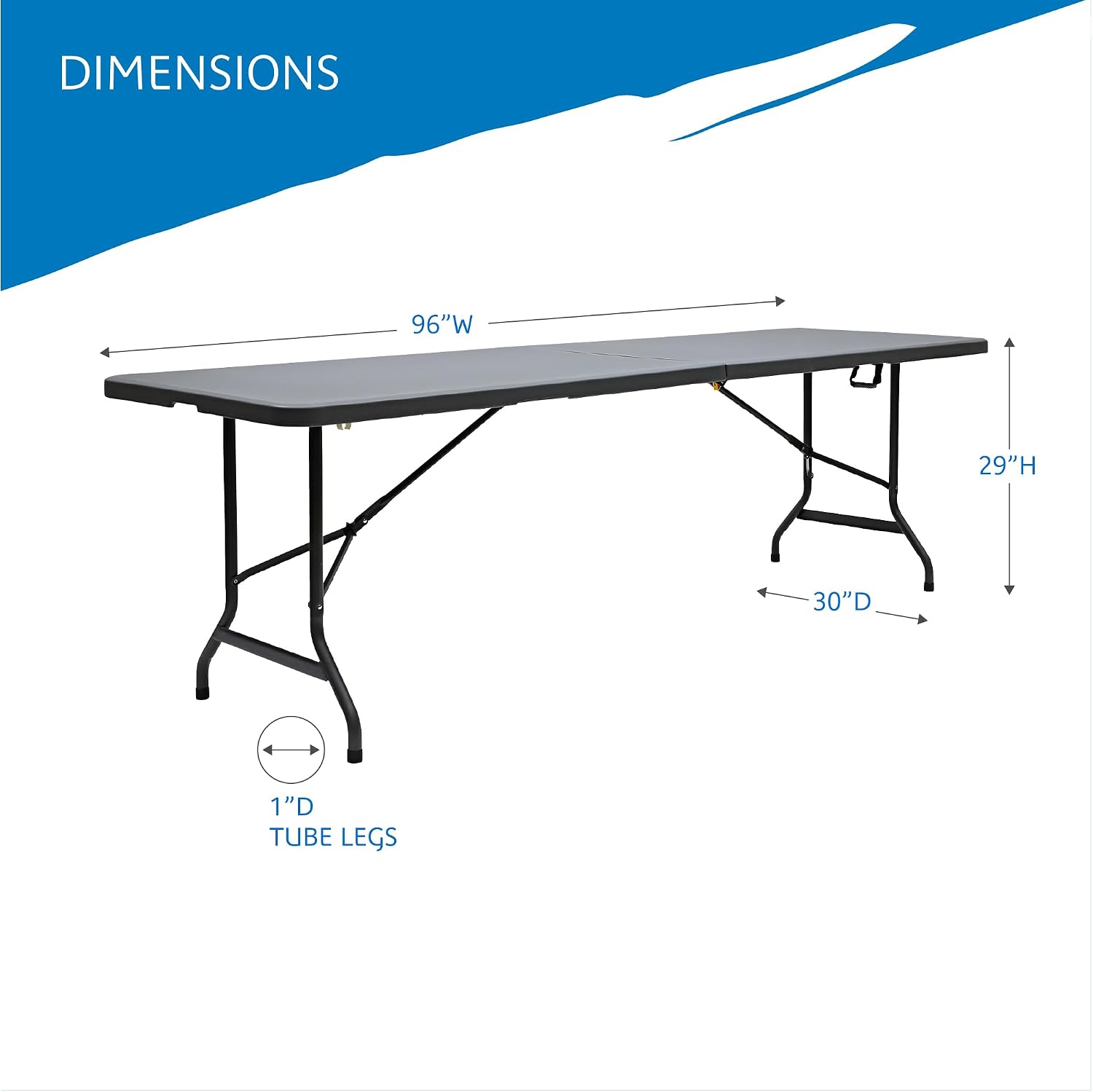 Iceberg IndestrucTable Classic Center-Folding Table, 5 ft, Platinum Granite | Measures 60" x 30" x 29", holds up to 250 lbs, indoor and outdoor use, center-folding for easy carry, ideal for camping