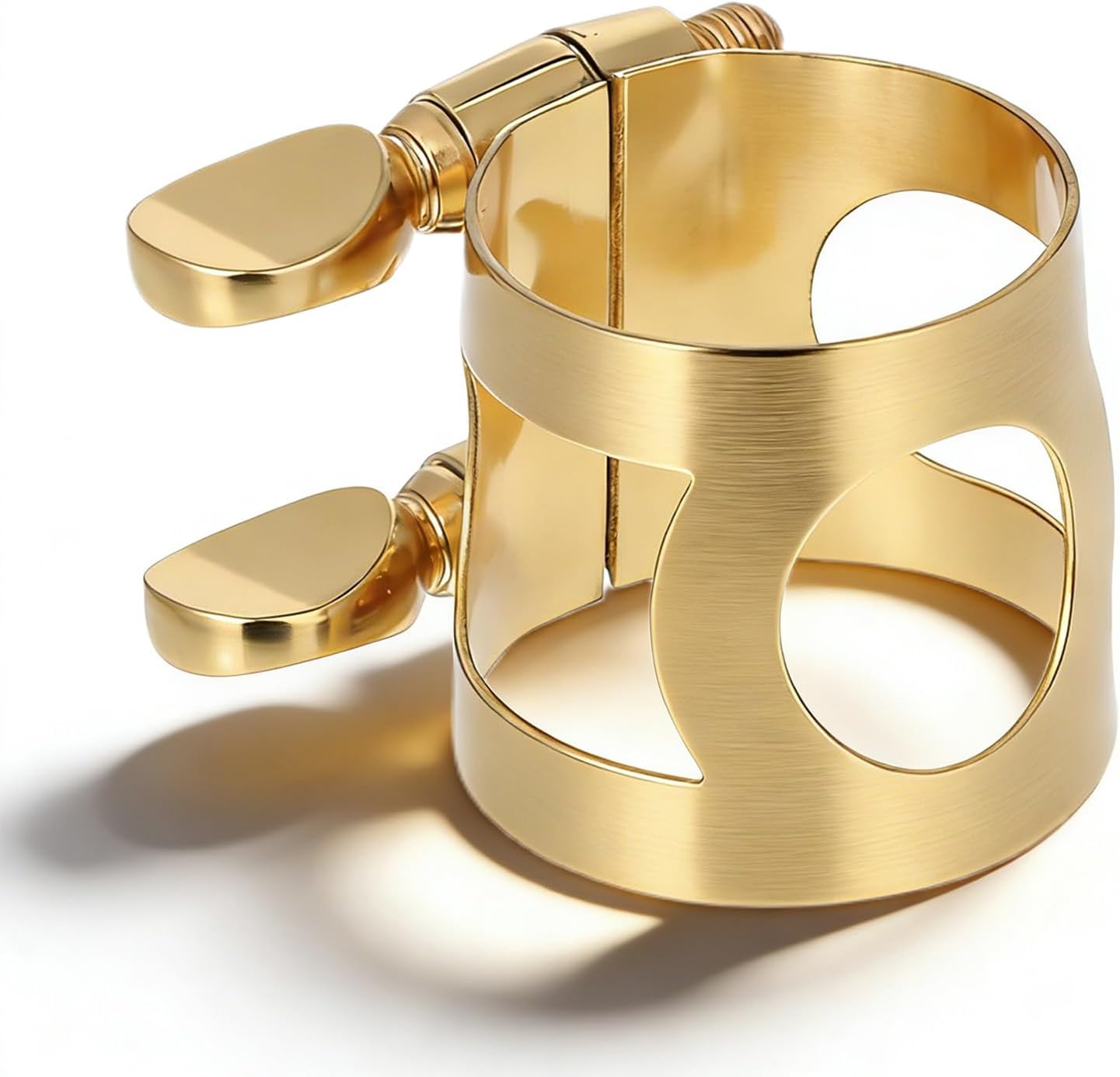Saxophone Ligature, Soprano Sax Mouthpiece Ligature with Adjustable Screws Double Screws Saxophone Gold Fastener