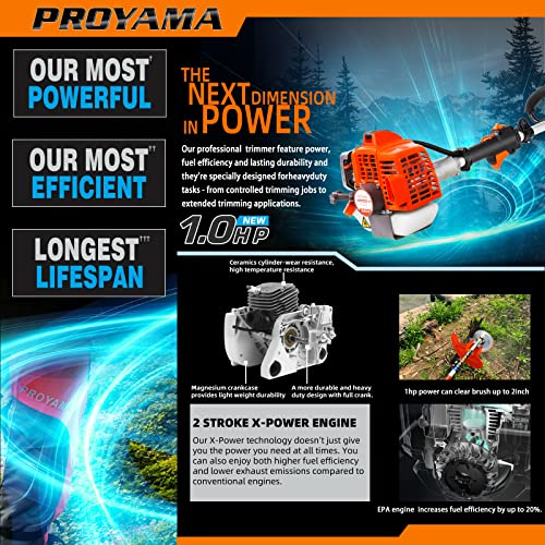 PROYAMA 26cc Gas Powered Weed Eater Wacker, String Trimmer, Brush Cutter