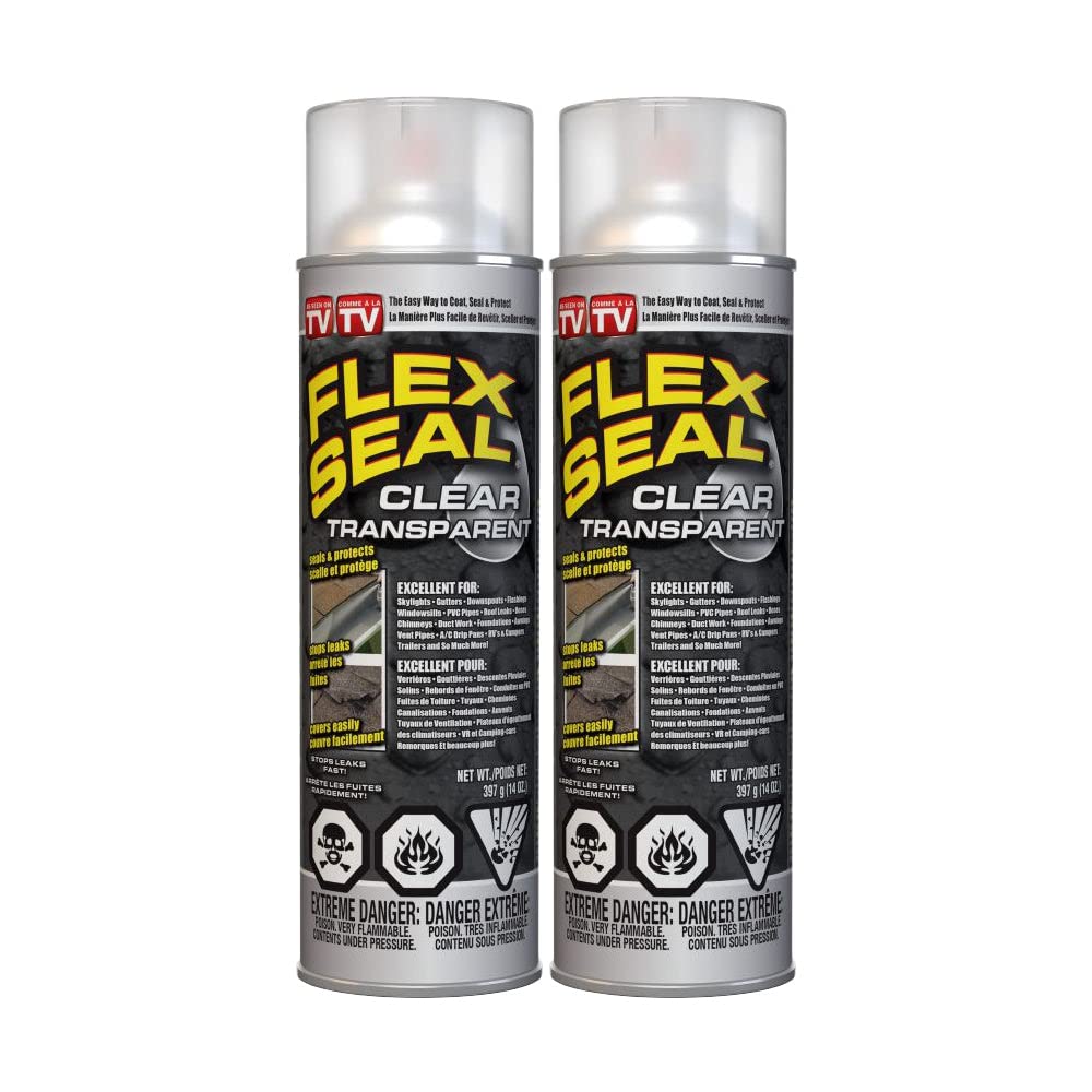 Flex Seal – Stop Leaks Fast! Rubberized Waterproof Coating Spray, Ideal for Roofs, Holes, Cracks, DIY Projects, Automotive Fixes, Indoor & Outdoor Repairs, and More – Black, 14 oz. (397 g) – 2 Pack