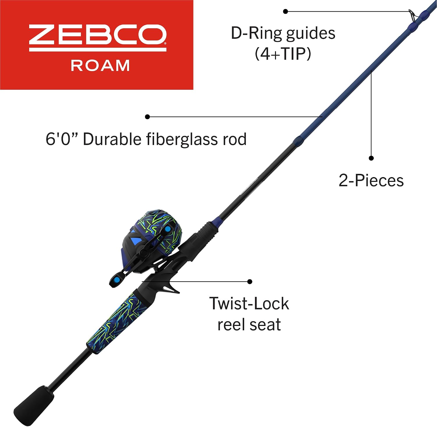 Zebco Roam Spincast Reel and Fishing Rod Combo