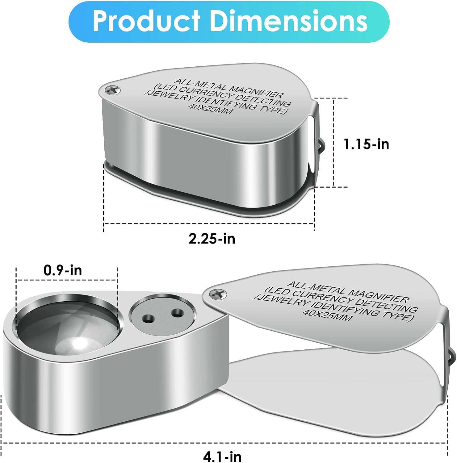 Leffis 40X Jewelers Loupe Magnifier LED/UV Illuminated Magnifying Glasses