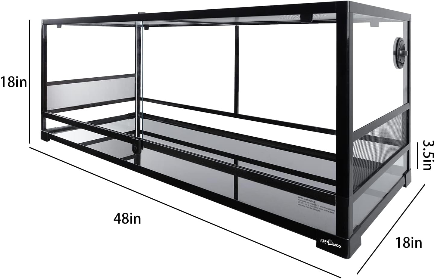 REPTI ZOO 85 Gallon Large Reptile Tank, Wide & Tall Tempered Glass Large Reptile Terrarium 47.2" x 17.7"x 23.6" for Tortoise Snake