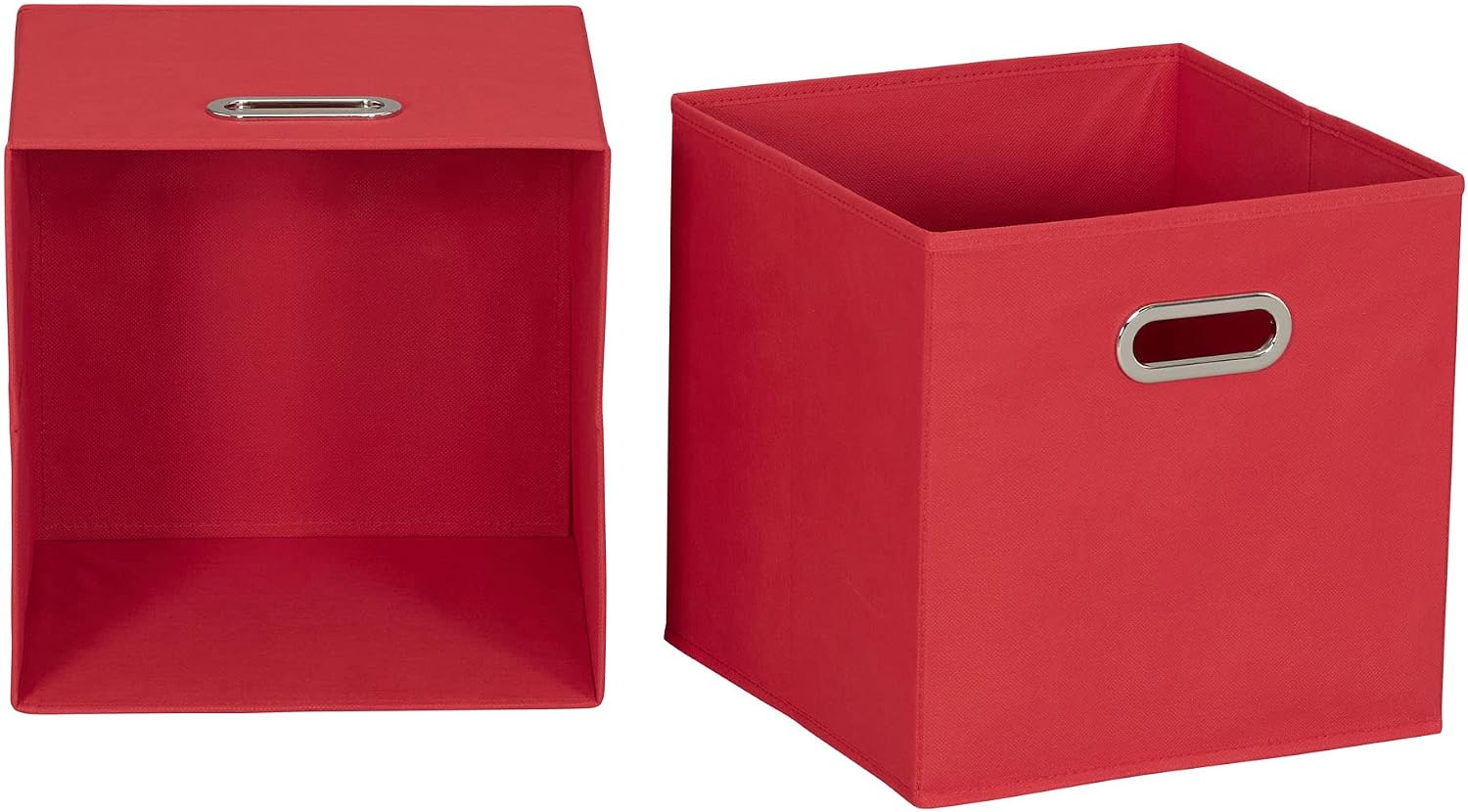 Household Essentials Fabric Storage Bins 6 Piece Set, Strong Poly-Woven Fabric, Sturdy Chipboard Sides, Grommet Front Handle, Stackable and Foldable, Classic Design, Navy