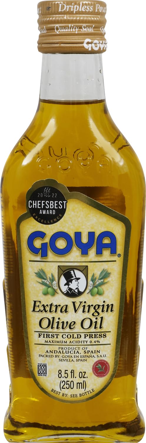 Goya Extra Virgin Olive Oil, Evoo, Mediterranean Kitchen Staple, 8.5 Fl Oz | Cold Pressed, EVOO for Cooking, Polyphenol Rich