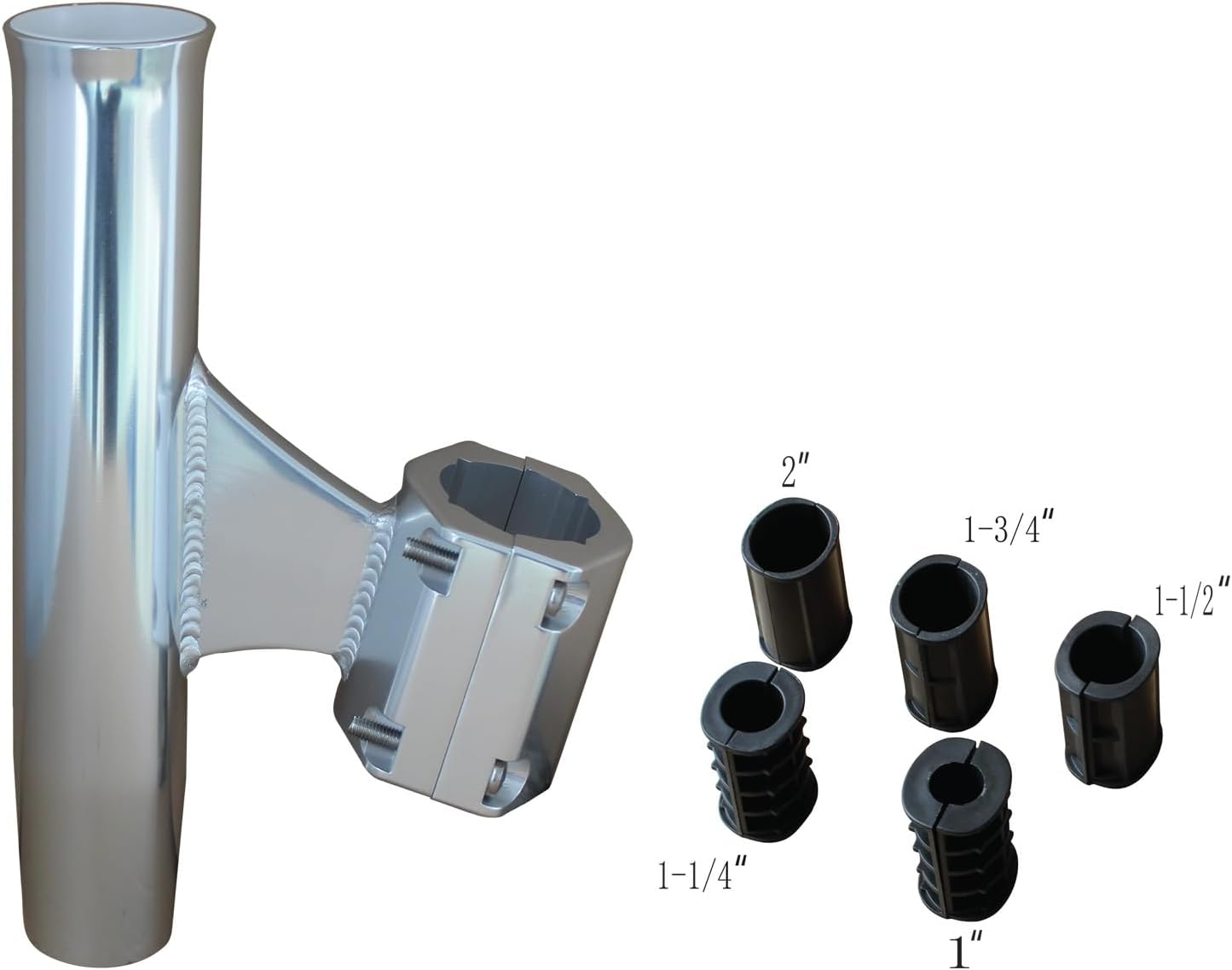 Brocraft Boat T-TOP Rod Holder / Clamp-On Rod Holder - Silver Aluminum - Vertical Mount - Fits 1" to 2" O.D. Pipe